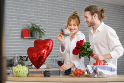 Couple looking happy on Valentine’s Day
