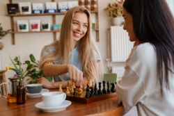 Women playing chess
