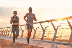 A couple out for a run.