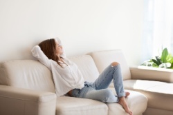 A woman relaxing in silence.