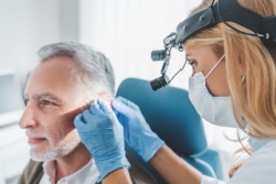 A man having a hearing test.