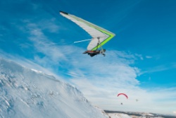 A person on a glider.