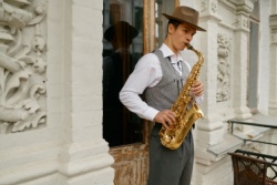 A man playing the sax.