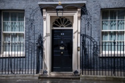 The outside of 10 Downing Street. 