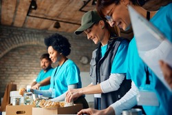 Volunteers working at a food bank.